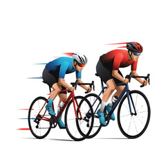 High-Energy Vector Art of a Cycling Race Sprint Finish - Dynamic Sports Illustration with Motion Effect on Plain White Background