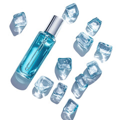 Hydration Serum Ampoules with Ice Cubes [Transparent Background PNG].