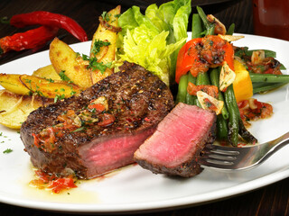 Beef Fillet Steak with green Beans and Potatoes
