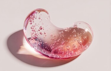 Translucent, heart-shaped gel, filled with bubbles