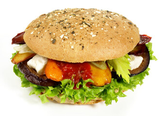 Vegetarian Hamburger with Feta Cheese - Fast Food