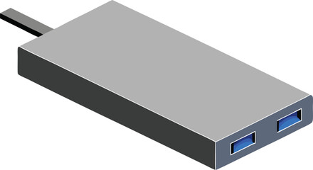 Sleek metallic usb c hub mockup vector illustration for modern connectivity needs