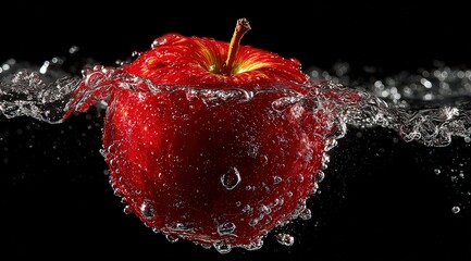Red Apple Splashing Into Water