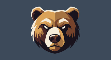A fierce brown bear head mascot logo design.