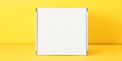 Plain white cardboard box, square shape, blank surface,  storage,  design