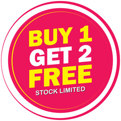 Buy 1 Get 2 Free Sale Offer Sticker