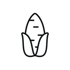 Corn icon in simple line for vegan diet, cooking, and eco concepts.