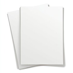 Fototapeta premium Two blank sheets of white paper stacked, viewed from above