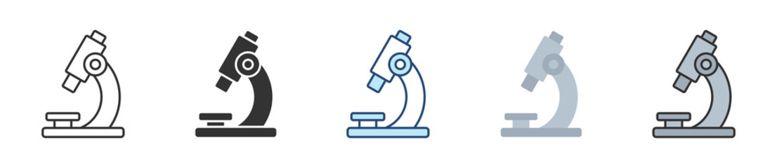 Microscope Icon Set Multiple Style Collection