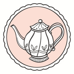 Illustration of a teapot with a scalloped background