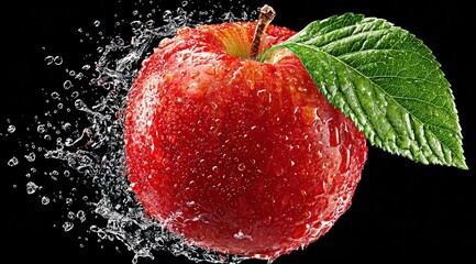 Red Apple Splashing With Water