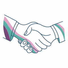 Fototapeta premium Handshake illustration with colorful waves, agreement