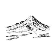 Black and White Mountain Illustration Image in Minimalist Line Art Style, Clean and Elegant Design