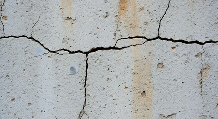 Cracked Concrete Wall - A Close-Up of Structural Damage and Decay.