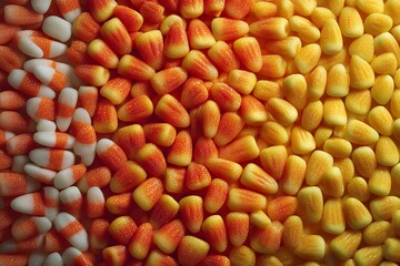 Colorful Assortment of Candy Corn, Perfect for Halloween Festivities and Autumn Celebrations
