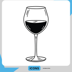 Wine Glass Icon Alcoholic Drink Icon Wine Glass Vector for Bar or Menu Drink and Beverage 
