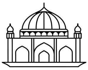 Intricate black and white islamic dome design with geometric patterns and calligraphy elements