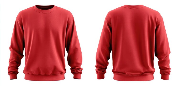 Red crewneck sweatshirt, front and back views (2)