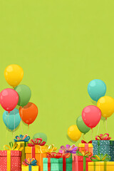 Colorful balloons and wrapped gifts create a festive atmosphere for celebrations