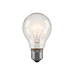 3d icon of a clear glass incandescent light bulb isolated on white background