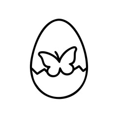 Egg with butterfly silhouette hatching concept of icon  