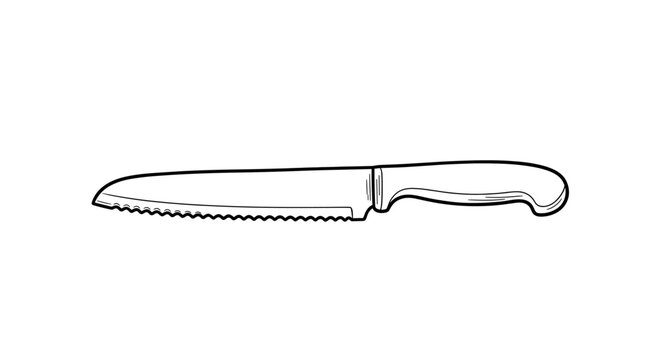 Serrated Bread Knife Illustration Isolated on White Background for Design