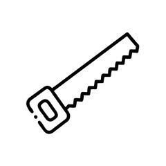 Hand saw icon in minimalist design on white background  