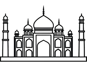 Elegant mughal palace silhouette with majestic minarets and intricate architectural details