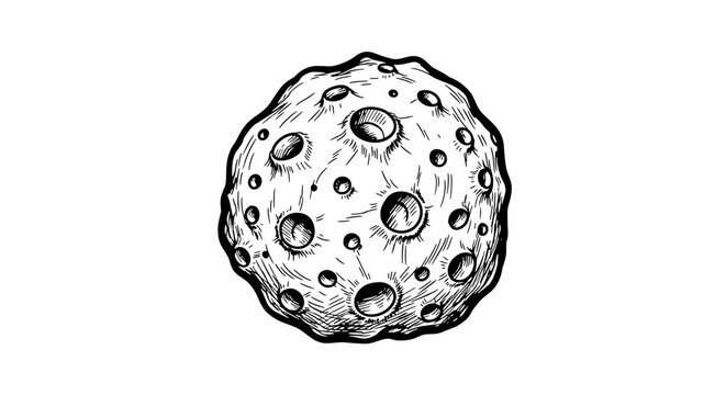 Hand Drawn Vector Illustration of an Asteroid or Moon