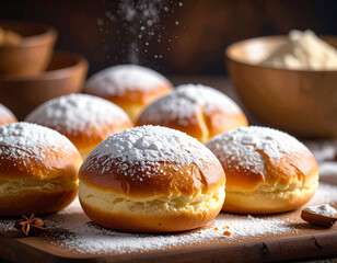 Delicious, fresh pączek - polish donut, paczek - fresh pastry
