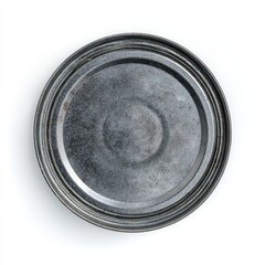Top view of a used metal can lid