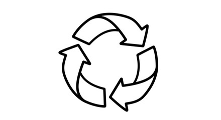 Obraz premium Black Outline of Circular Recycling Symbol Isolated on White Background