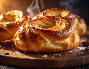 Delicious, fresh, straight from the oven - sweet breakfast bun