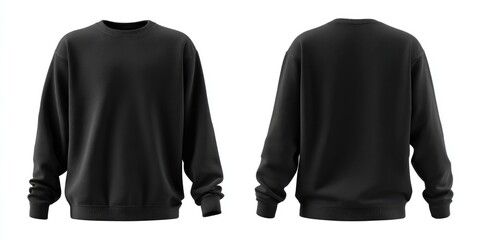 Front and back view of a black crew neck sweatshirt (1)