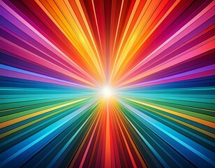 Obraz premium vibrant multicolored radiating beams converging into a bright central focal point creating dynamic