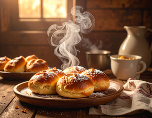 Delicious, fresh pączek - polish donut, paczek - fresh pastry