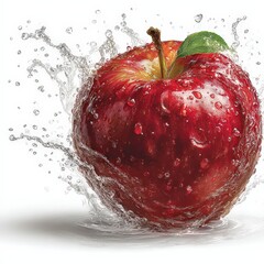 Red Apple With Water Splash