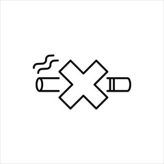 No Smoking icon. Stop smoke symbol. Hotel service symbol. Vector illustration for web design, isolated on white background.
