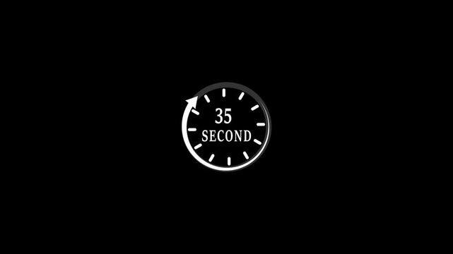 Countdown of symbolic 35 conds graphic animation. Alpha channel. Transparent background motion design. 4K resolution