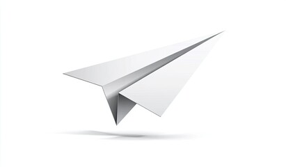 Folded paper airplane, white, simple, 3D