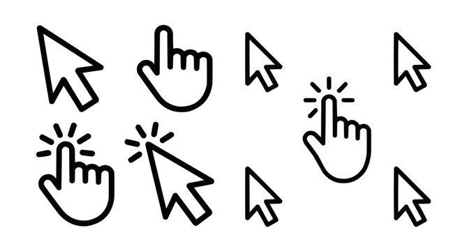 Cursor icons set and Computer curser vector icon Pointing sign 