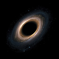 A mesmerizing depiction of a black hole, surrounded by a swirling accretion disk of cosmic dust and gas.