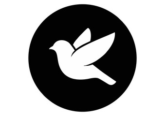 Obraz premium Black bird silhouette with geometric wings on white background and copy space 