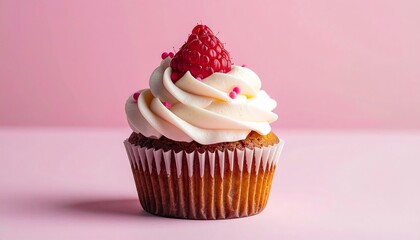 Strawberry Cupcake with eco-friendly kraft wrapper, sustainable food branding. Perfect for birthdays, weddings, parties, and bakery treats everyone loves.