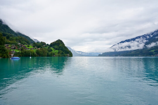 Beautiful lake Brienz Iseltwald Switzerland 