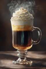 Irish Coffee Delight - A Steaming Glass of Warmth and Indulgence.