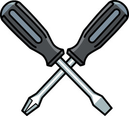 Crossed Screwdrivers A Simple Vector Illustration for Repair and Maintenance Concepts