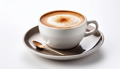 coffee white cup of cappuccino on white background