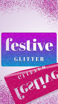 Festive Glitter Text Peel Reveal Vertical
