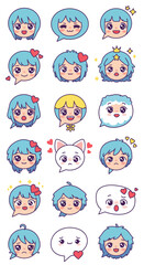 Cute animestyle faces in speech bubbles